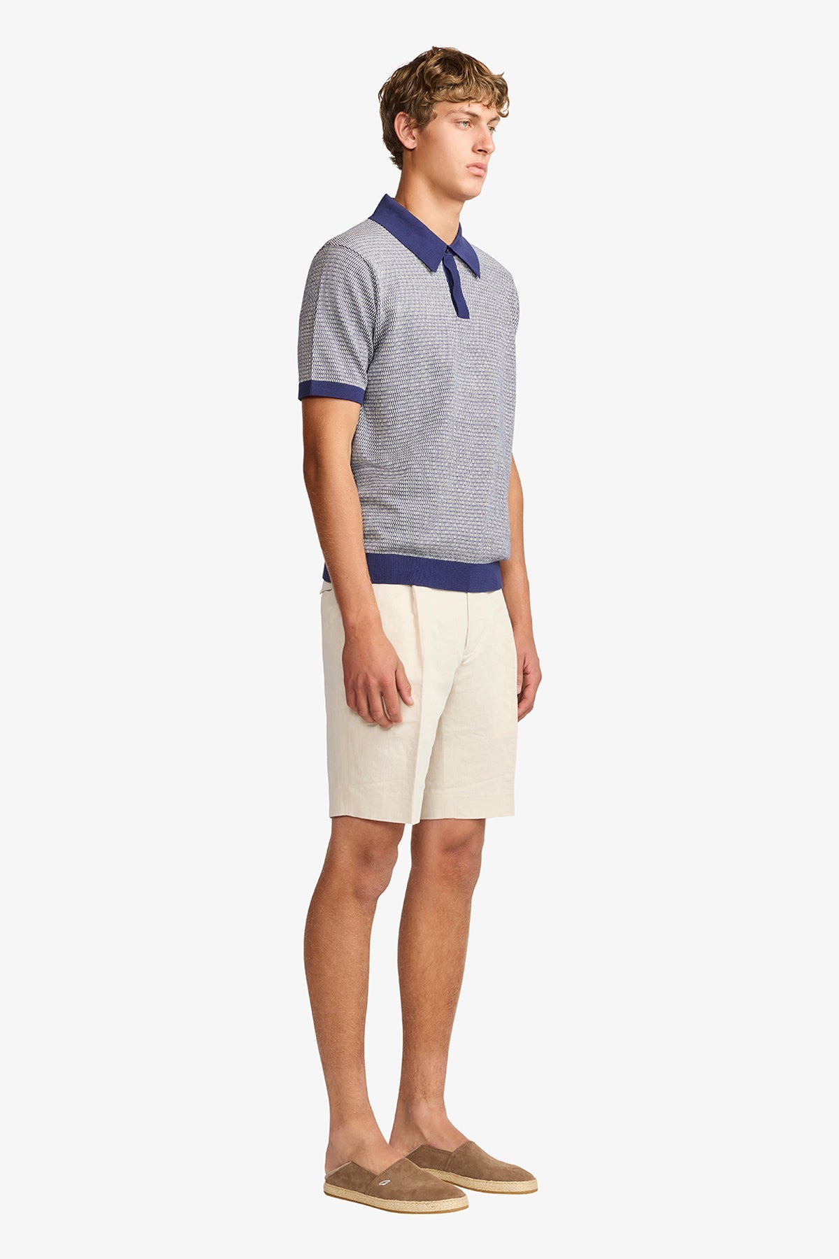 Anthony Squires Santi knitted jacquard S/S polo (Blue)
