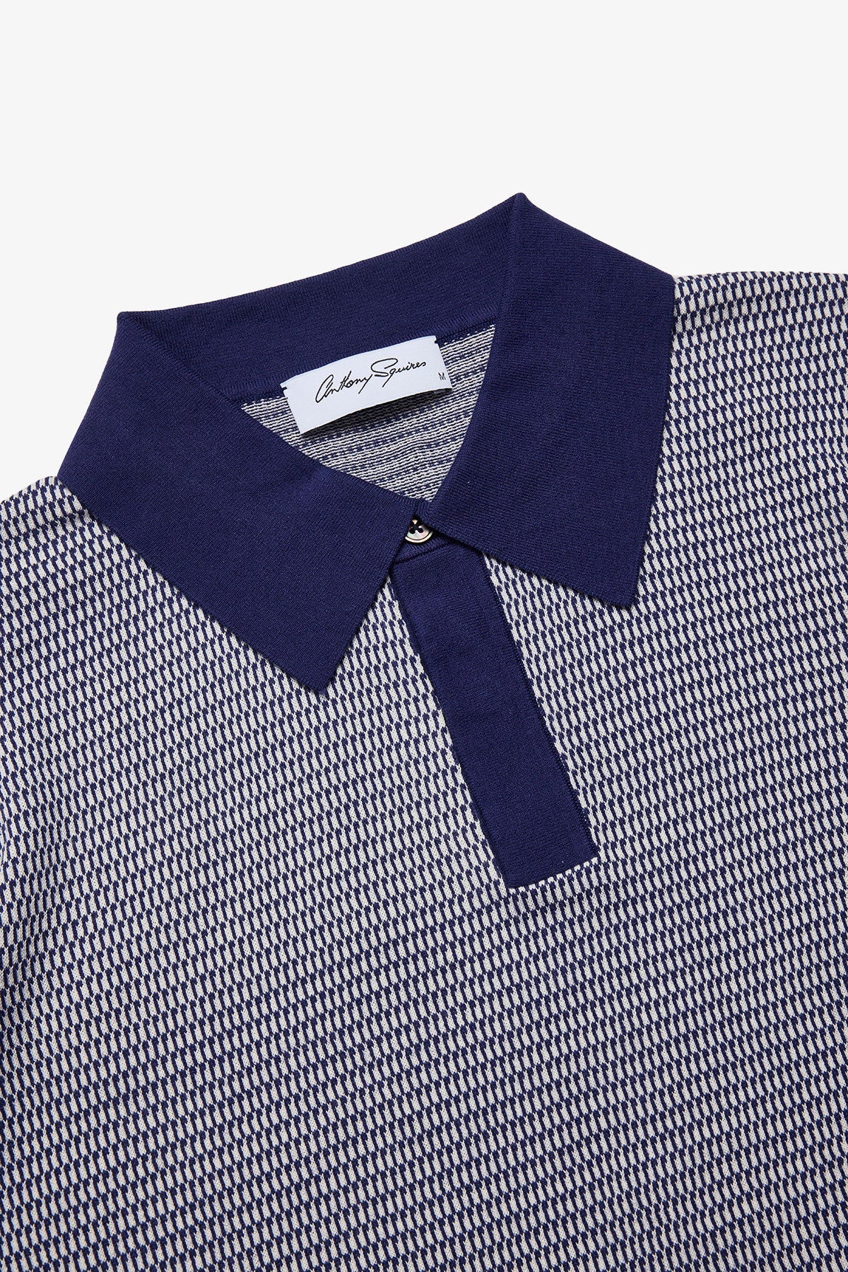 Anthony Squires Santi knitted jacquard S/S polo (Blue)