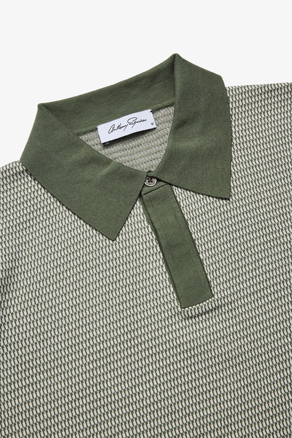 Anthony Squires Santi knitted jacquard S/S polo (Olive)