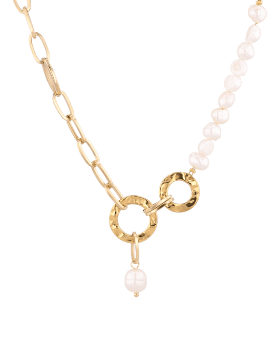 Image of Necklaces. Product name - Sardinia Gold Pearl Necklace in colour by brand - LAVANA