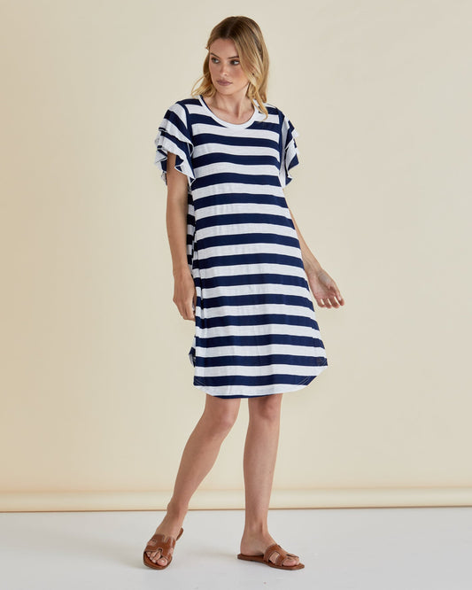 Betty Basics Sydney Tee Dress (Blue Stripe)