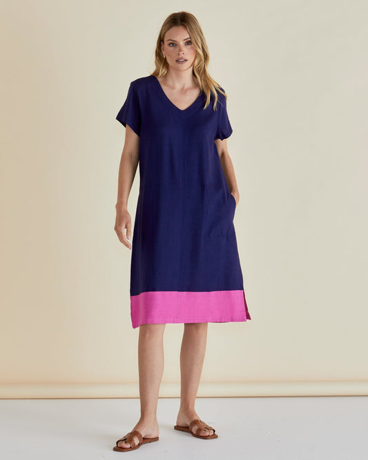 Image of Dresses. Productname: Betty Basics Elwood Dress Navy/Pink in Navy/Pink colour by brand - Betty Basics