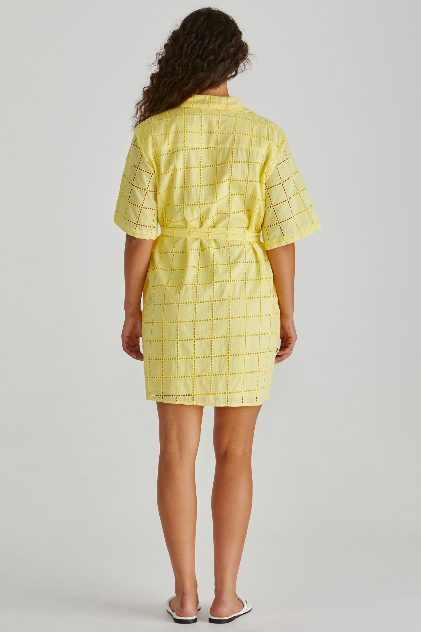 Sass Clothing Helmi Broderie Shirt Dress (Yellow)
