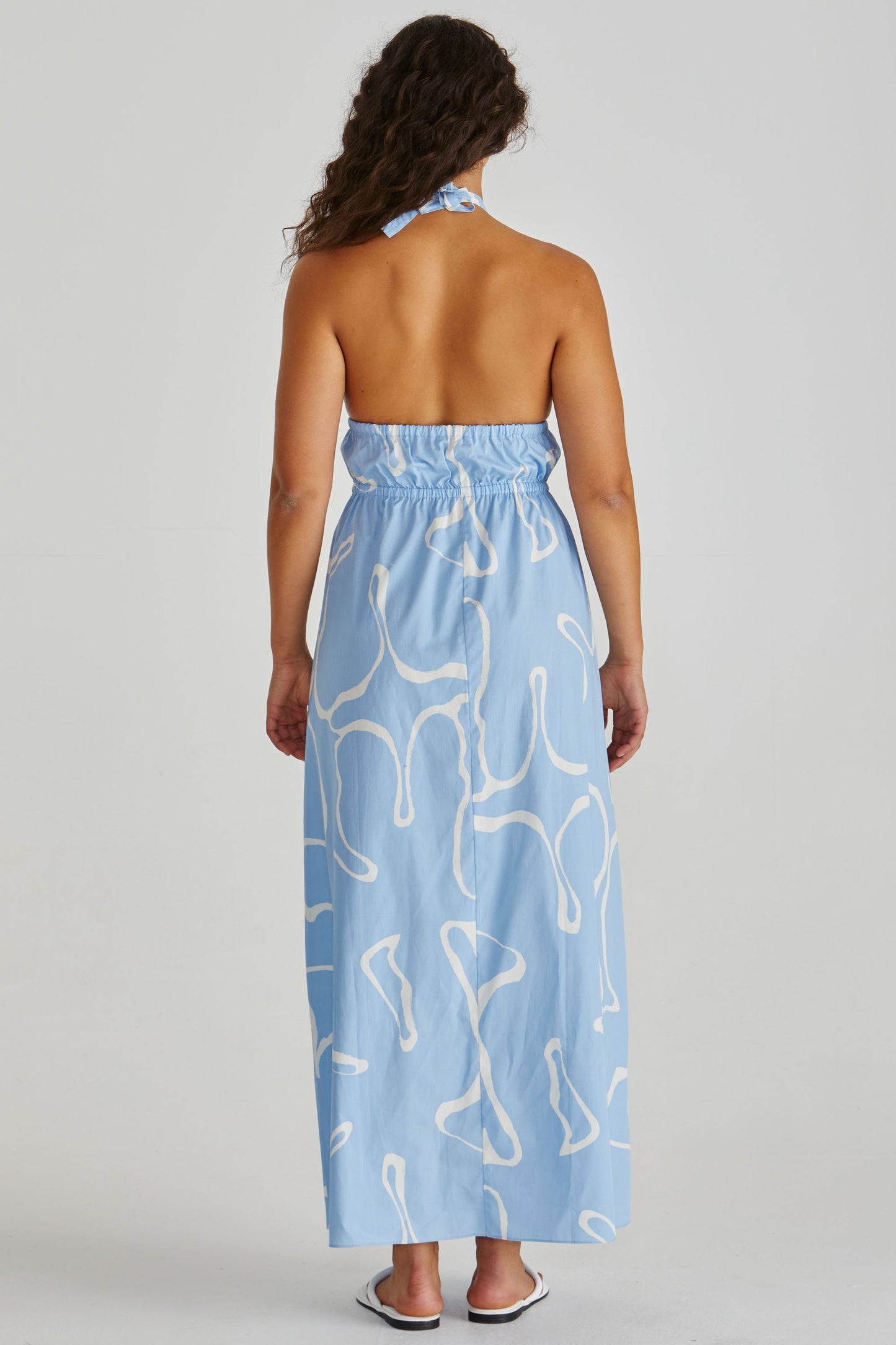 Sass Clothing Tilda Backless Plunge Dress (Abstract Daisy)