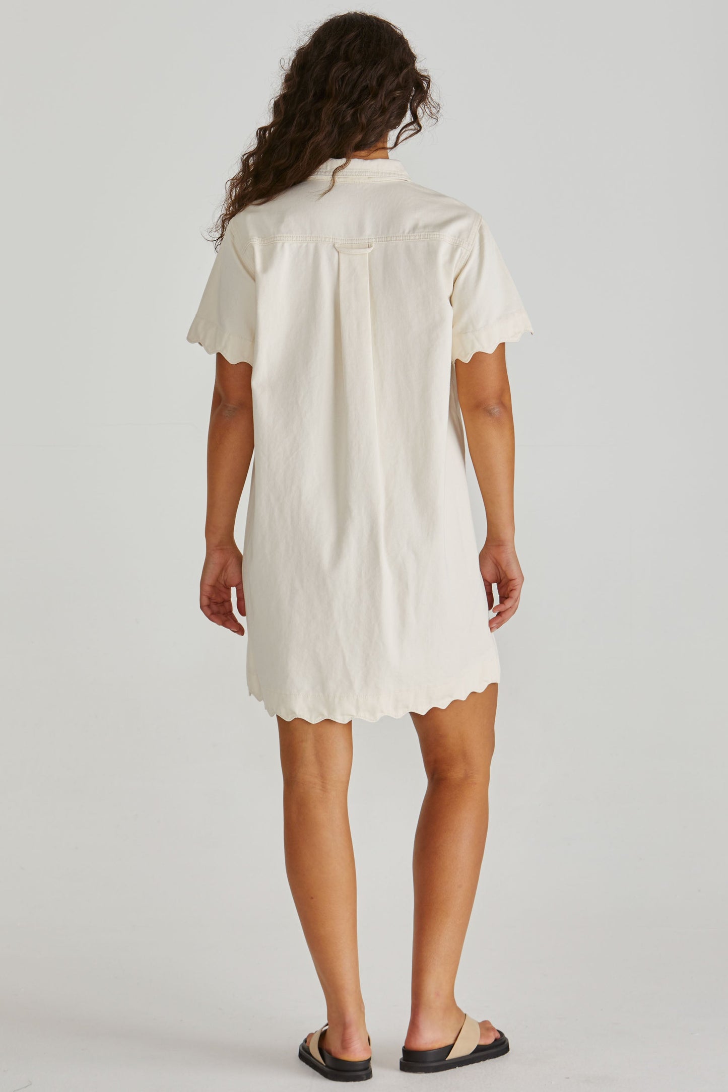 Sass Clothing Vale Scalloped Denim Dress (Parchment)