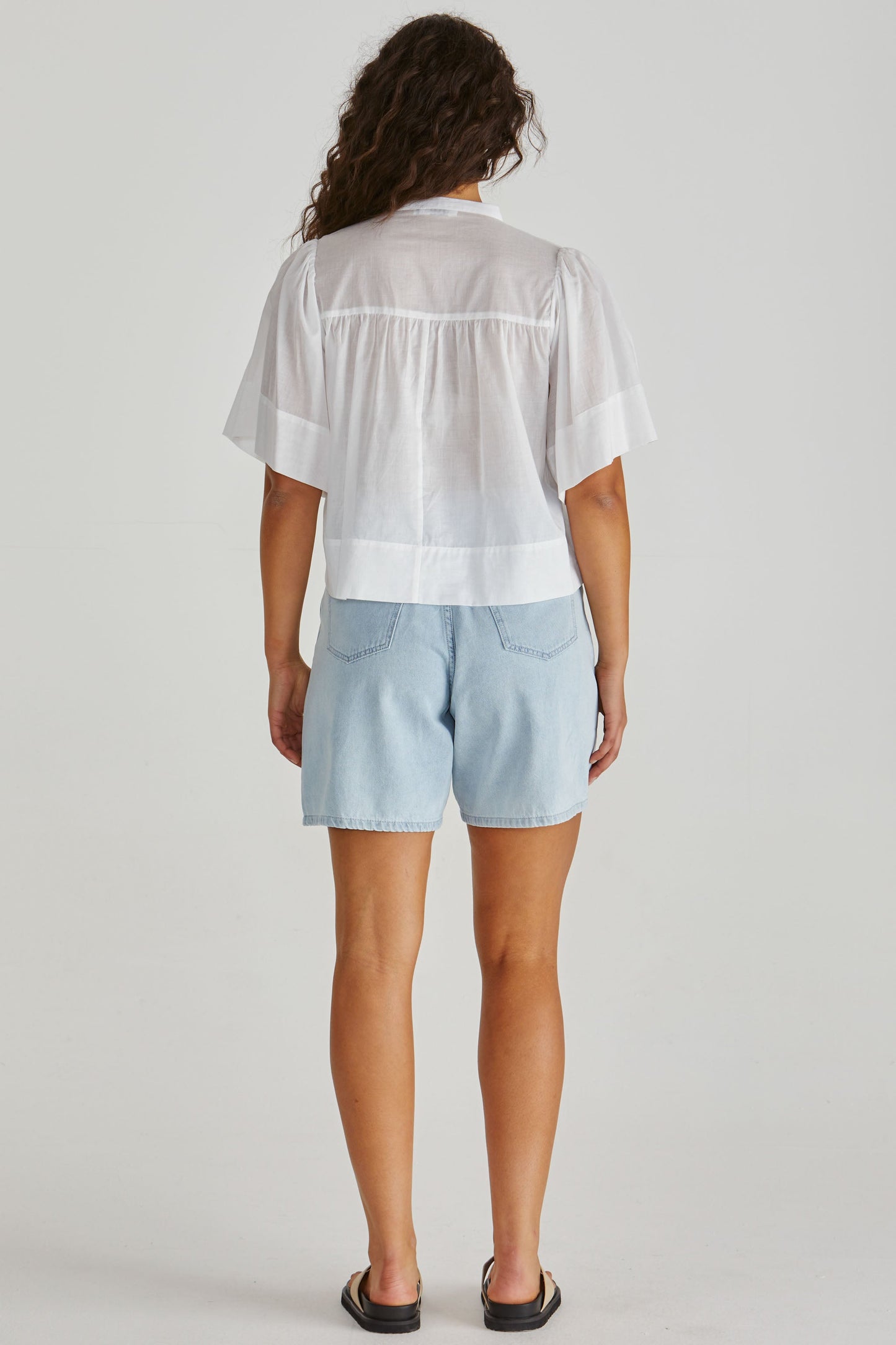 Sass Clothing Pammi Ruffle Yoke Blouse (White)