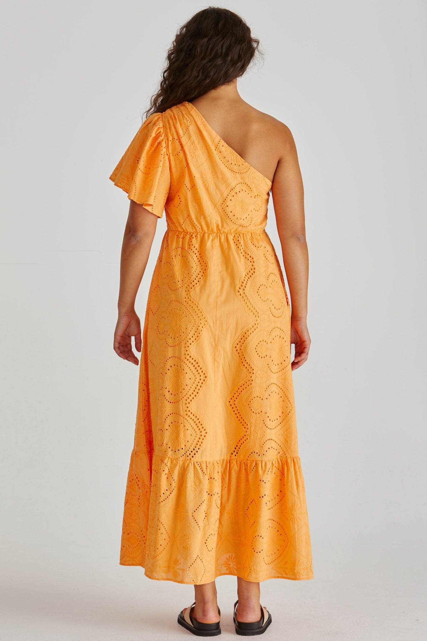 Sass Clothing Riva One Shoulder Maxi Dress (Orange)