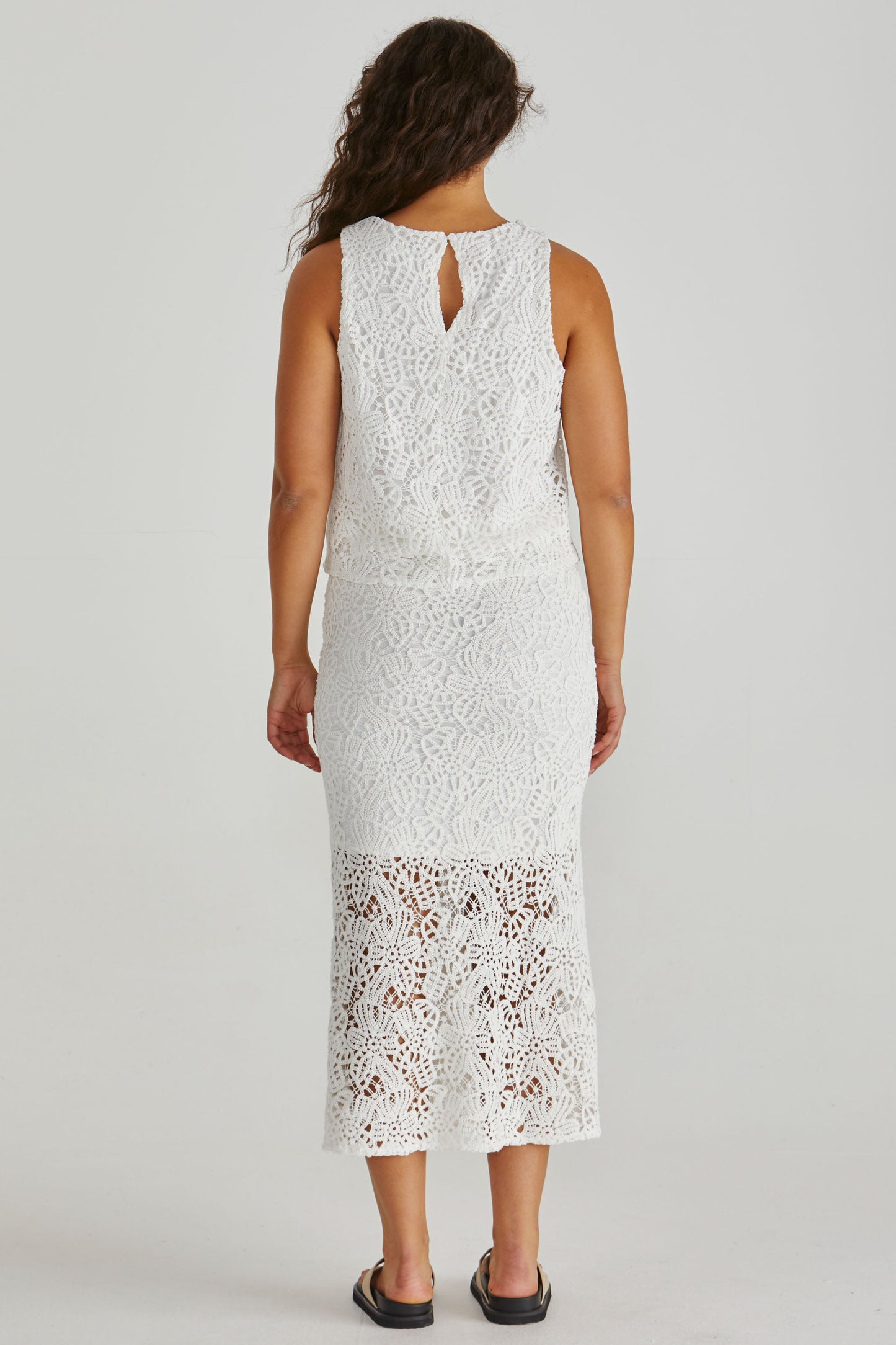 Sass Clothing Kai Crochet Lace Skirt (White)