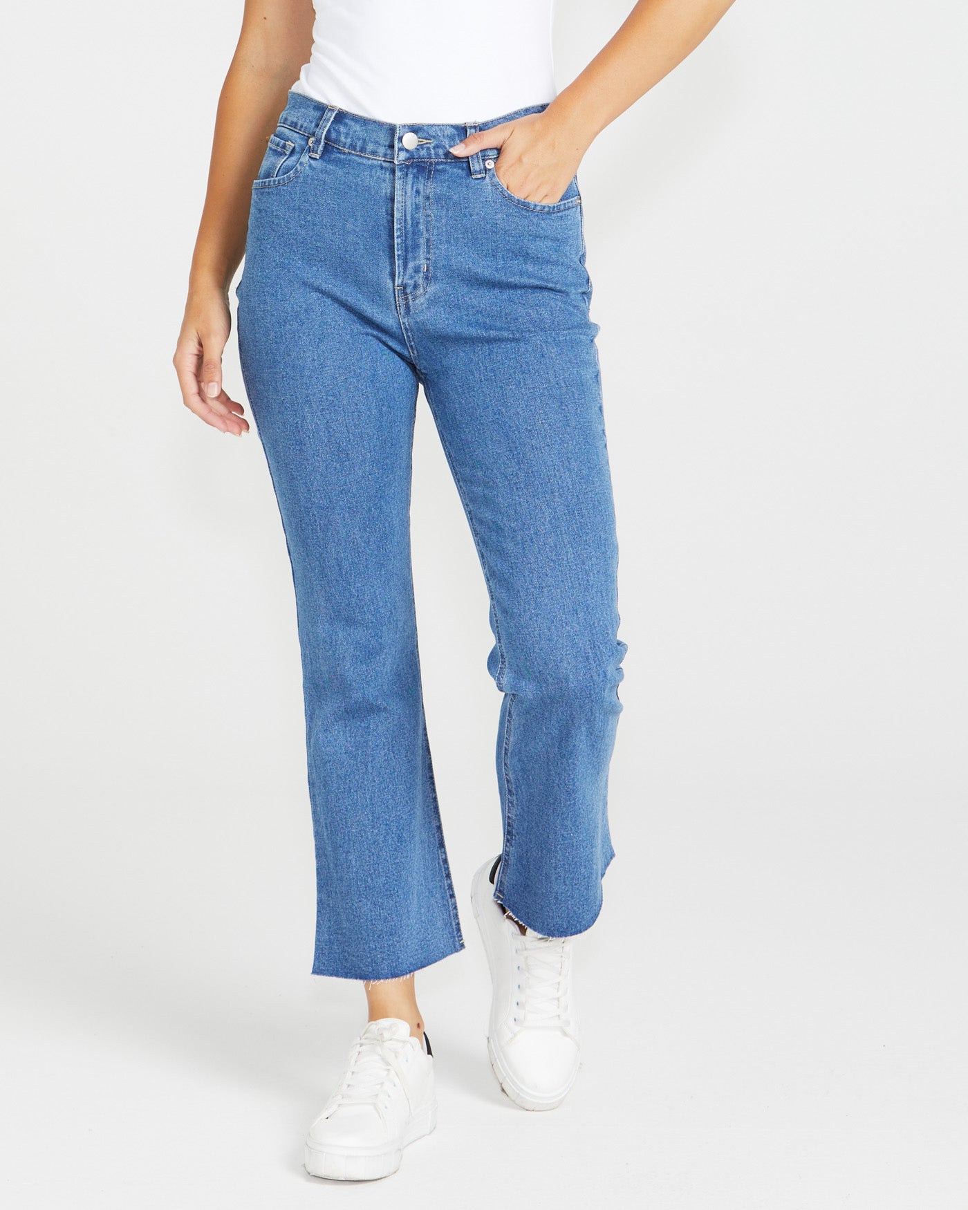 Image of a model wearing Pants. Product name - Layla Jean 80 Vintage Wash in 80 Vintage Wash colour by brand - Sass Clothing