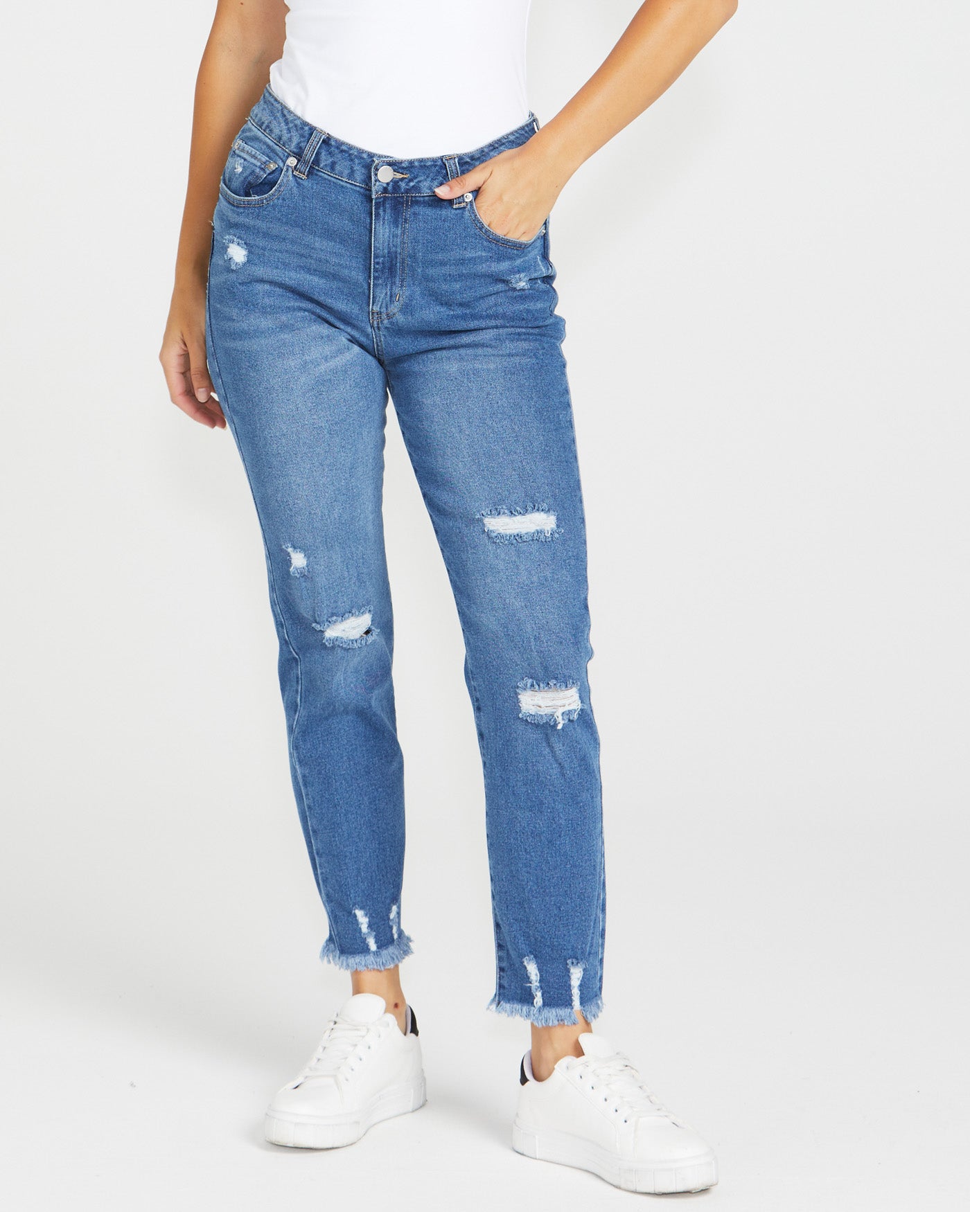 Image of a model wearing Pants. Product name - Suzi Jean 80 Vintage Wash in 80 Vintage Wash colour by brand - Sass Clothing