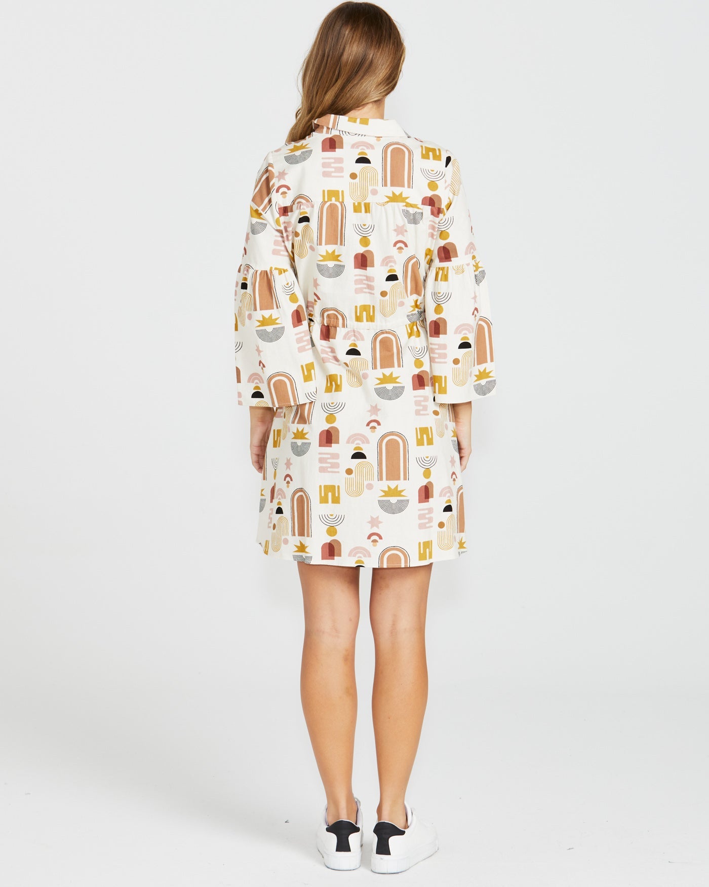 Sass Clothing Roxy Balloon Sleeve Mini Dress (Abstract Print)