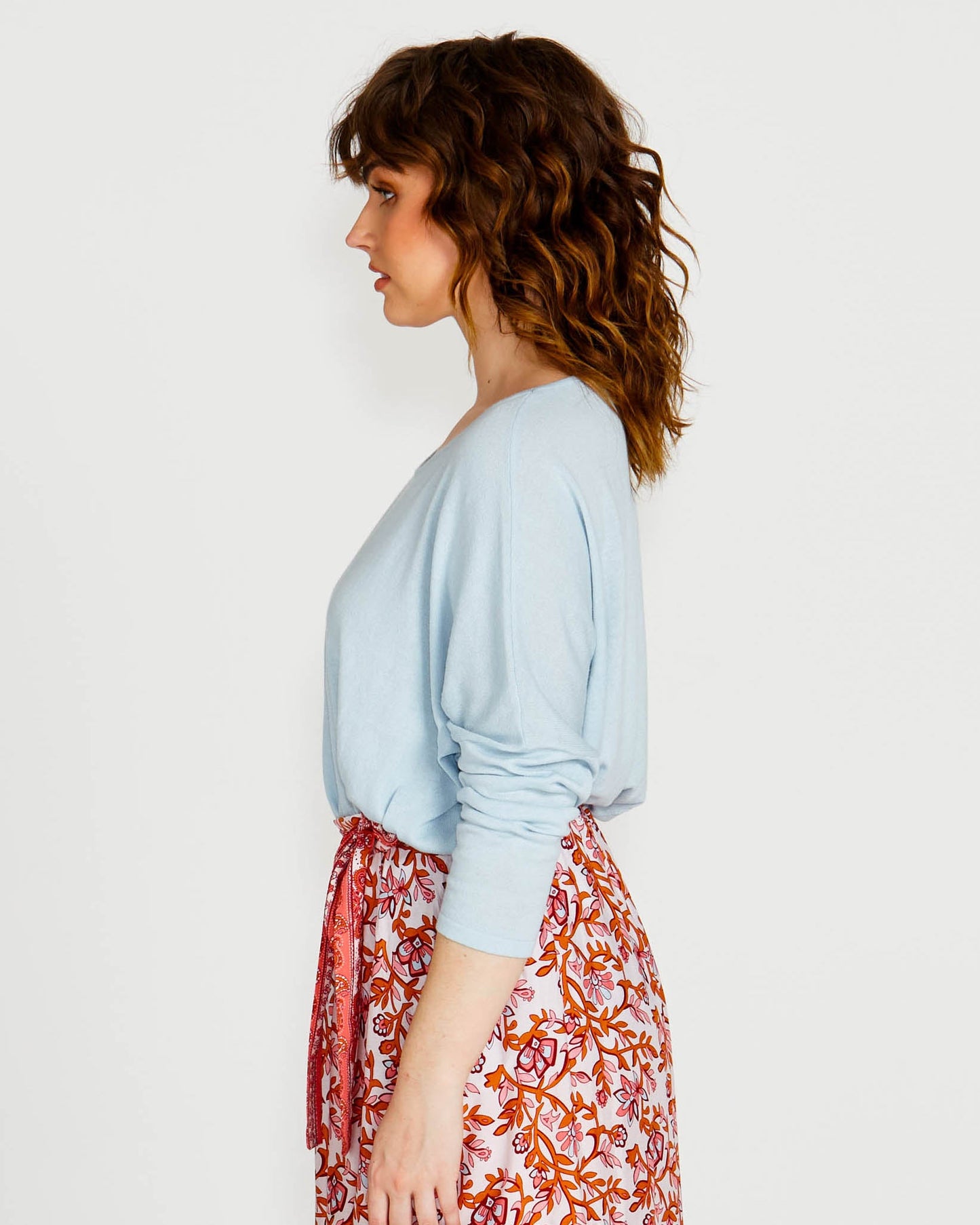 Sass Clothing Shiv Oversized Cotton Lightweight Batwing Knit (Ice Blue)