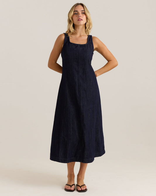 Image of Dresses. Product name - Ainsley Dress Dark Rinse Wash in Dark Rinse Wash colour by brand - Sass Clothing