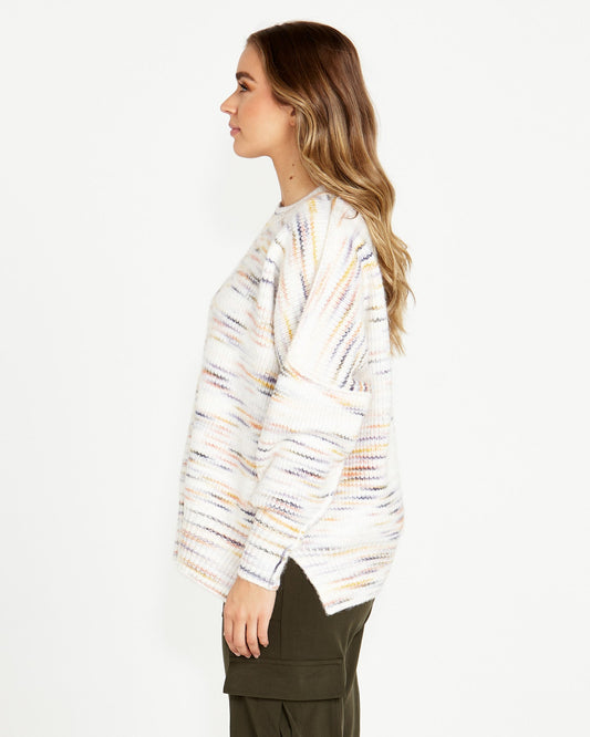 Sass Clothing Pepper Space Oversized Wool-Blend Jumper Cream (Rainbow Marle)