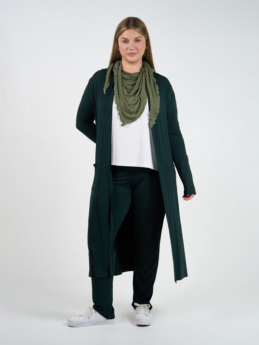Image of Scarves & Shawls. Product name - Sassoon Cashmere/Bamboo Scarf Olive in Olive colour by brand - Lou Lou