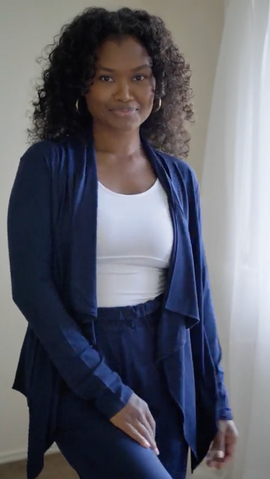 Lou Lou Joni Bamboo Waterfall Cardigan/Jacket (Navy)