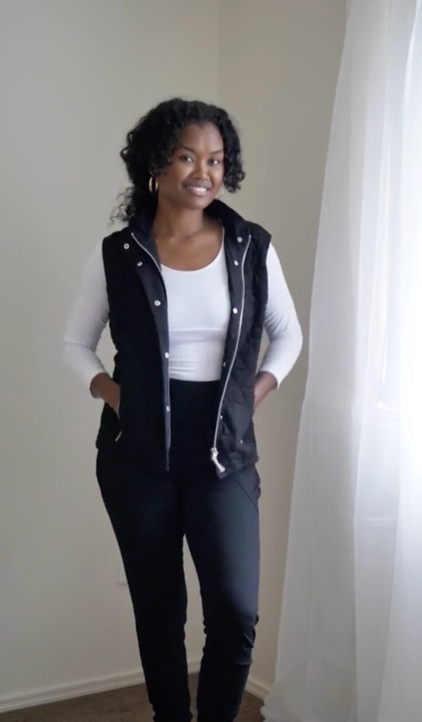 Image of Coats & Jackets. Product name - Nina Quilted Bamboo Puffer Vest in Black colour by brand - Lou Lou
