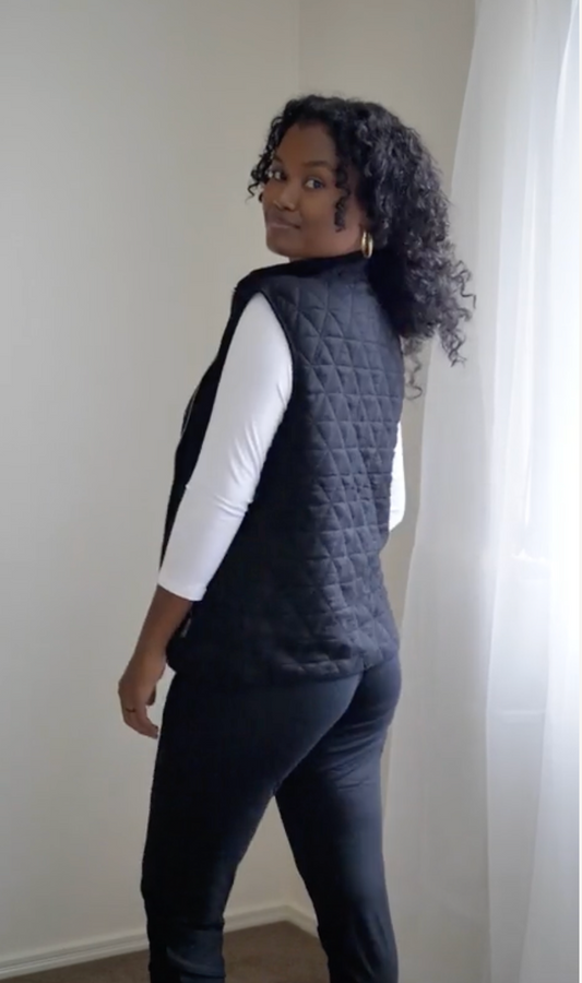 Lou Lou Nina Quilted Bamboo Puffer Vest (Black)