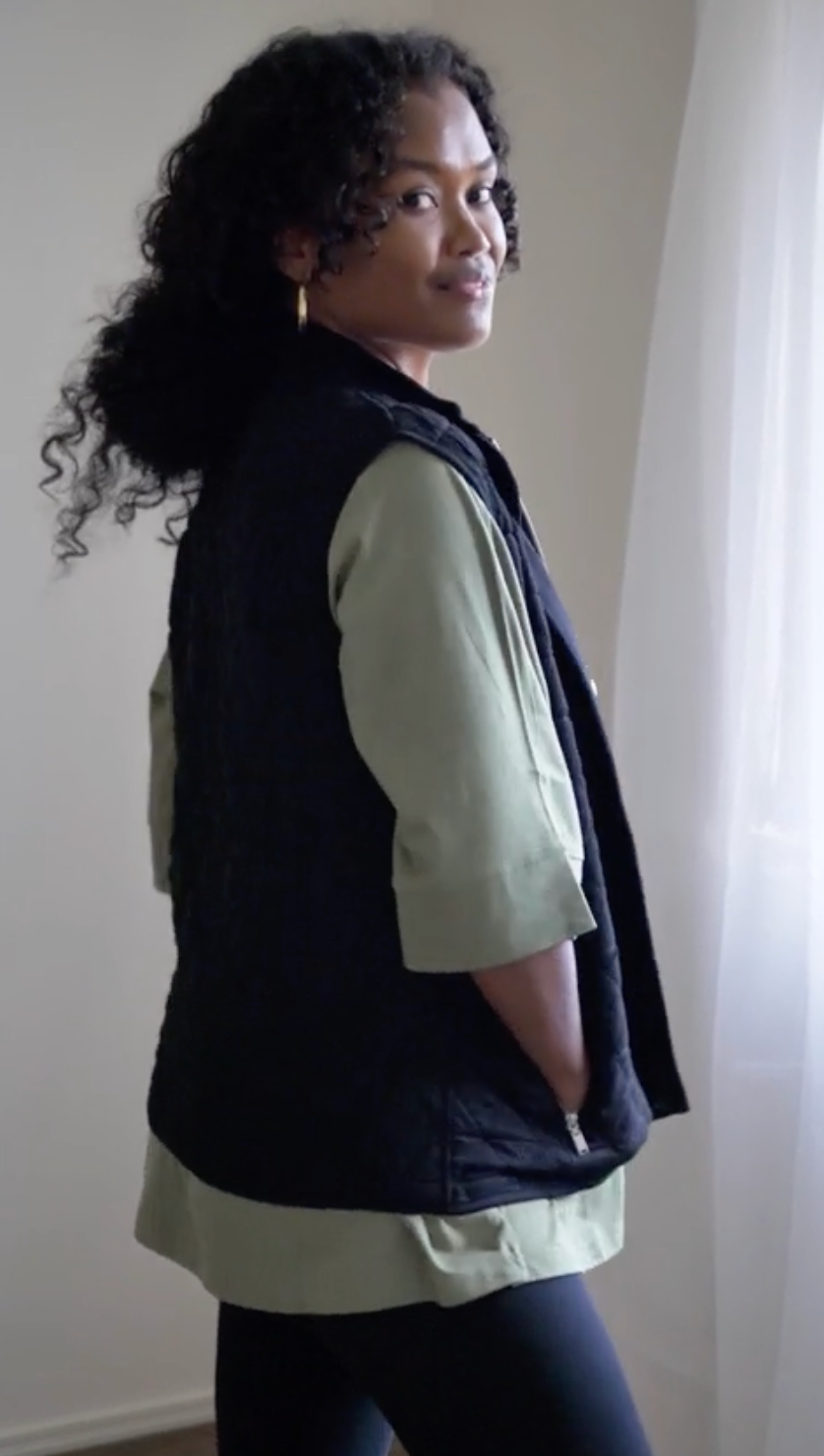 Lou Lou Nina Quilted Bamboo Puffer Vest (Black)