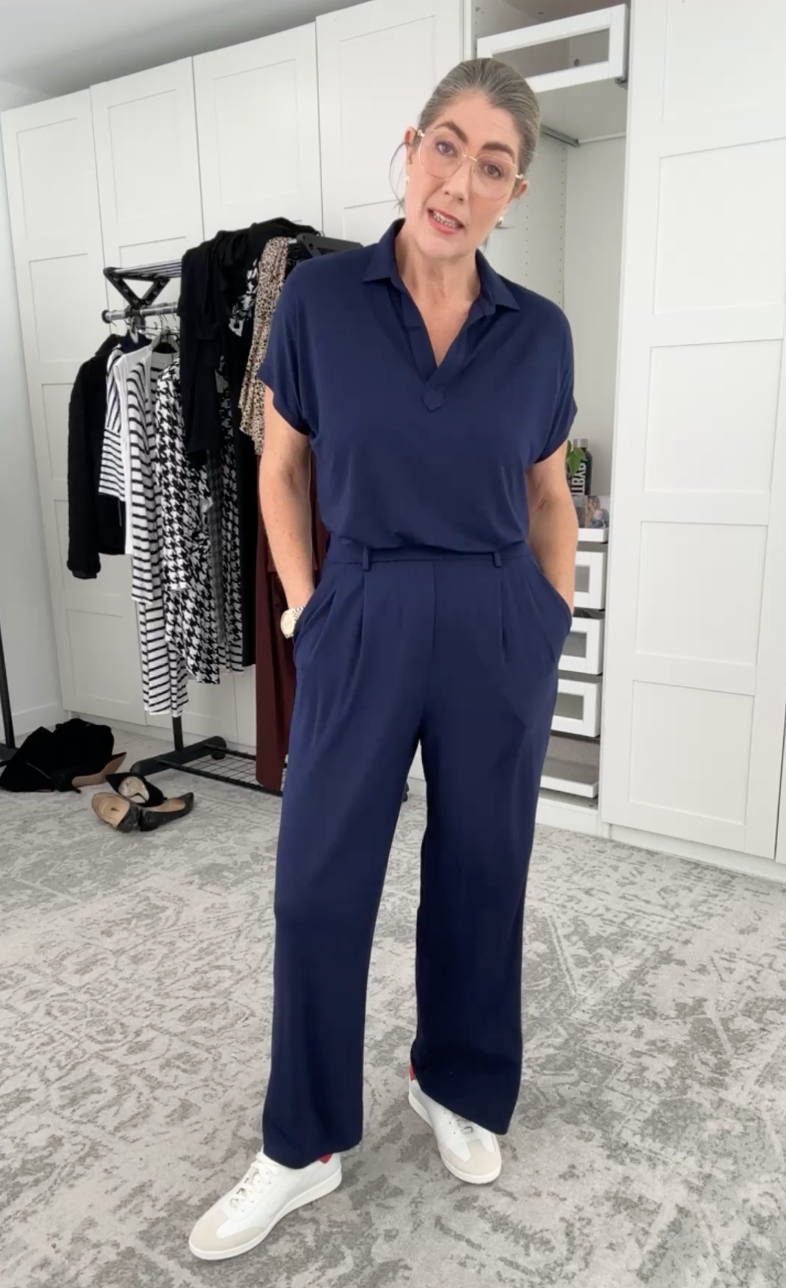 Lou Lou Rush Bamboo Short Sleeve Collared Polo Top (Navy)