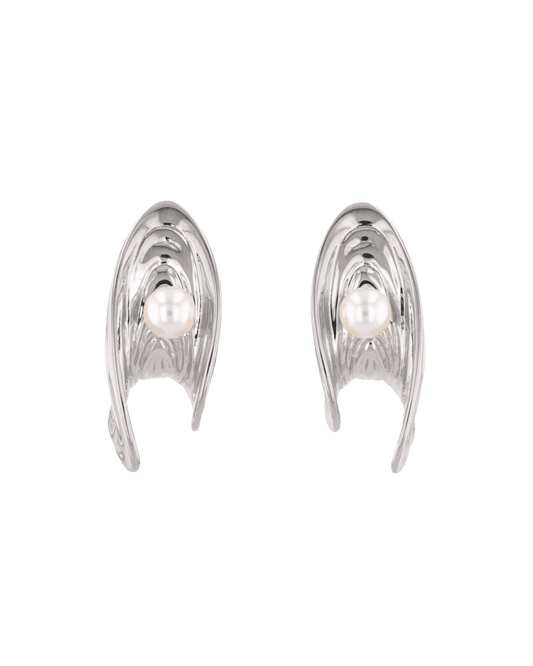 Image of Earrings. Product name - Sea Treasure Silver Stud Earrings in colour by brand - LAVANA