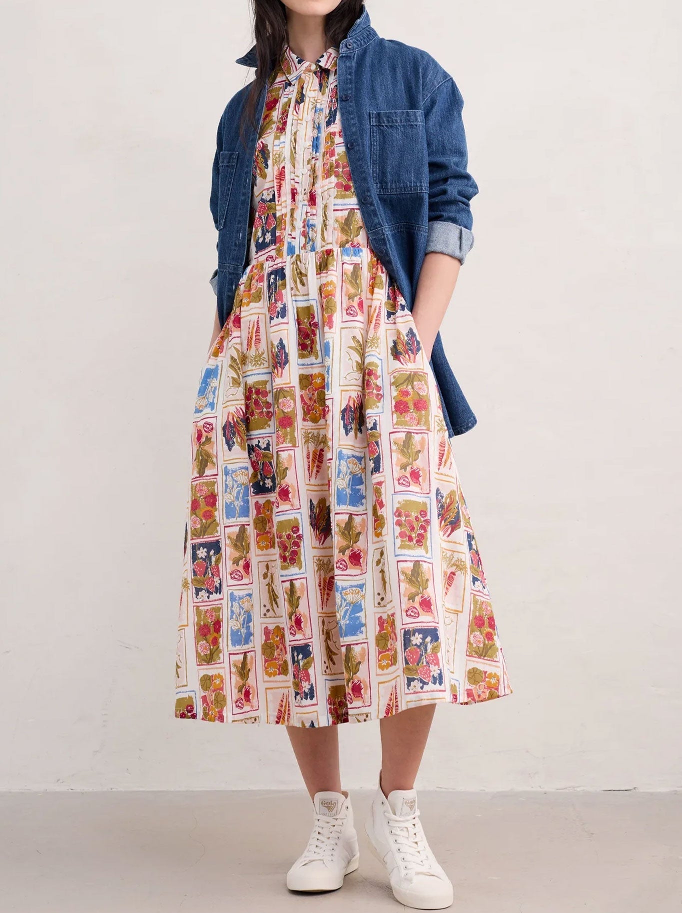 SEASALT 3/4 TRUE LETTER DRESS (Seed Packet Sketch Chalk)
