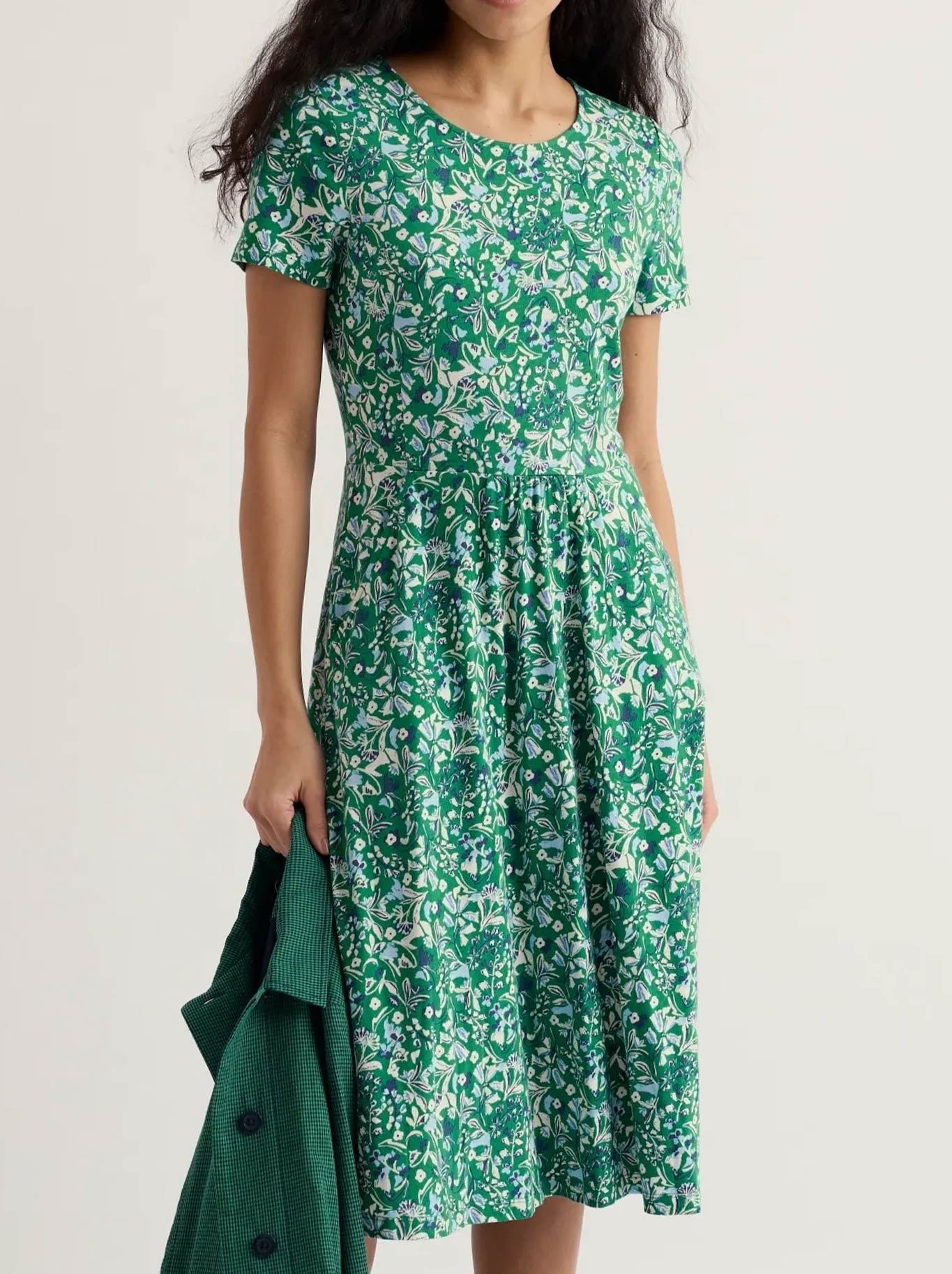 Image of Dresses. Product name - Seasalt Short Sleeve April Dress in Woodland Floral colour by brand - Seasalt