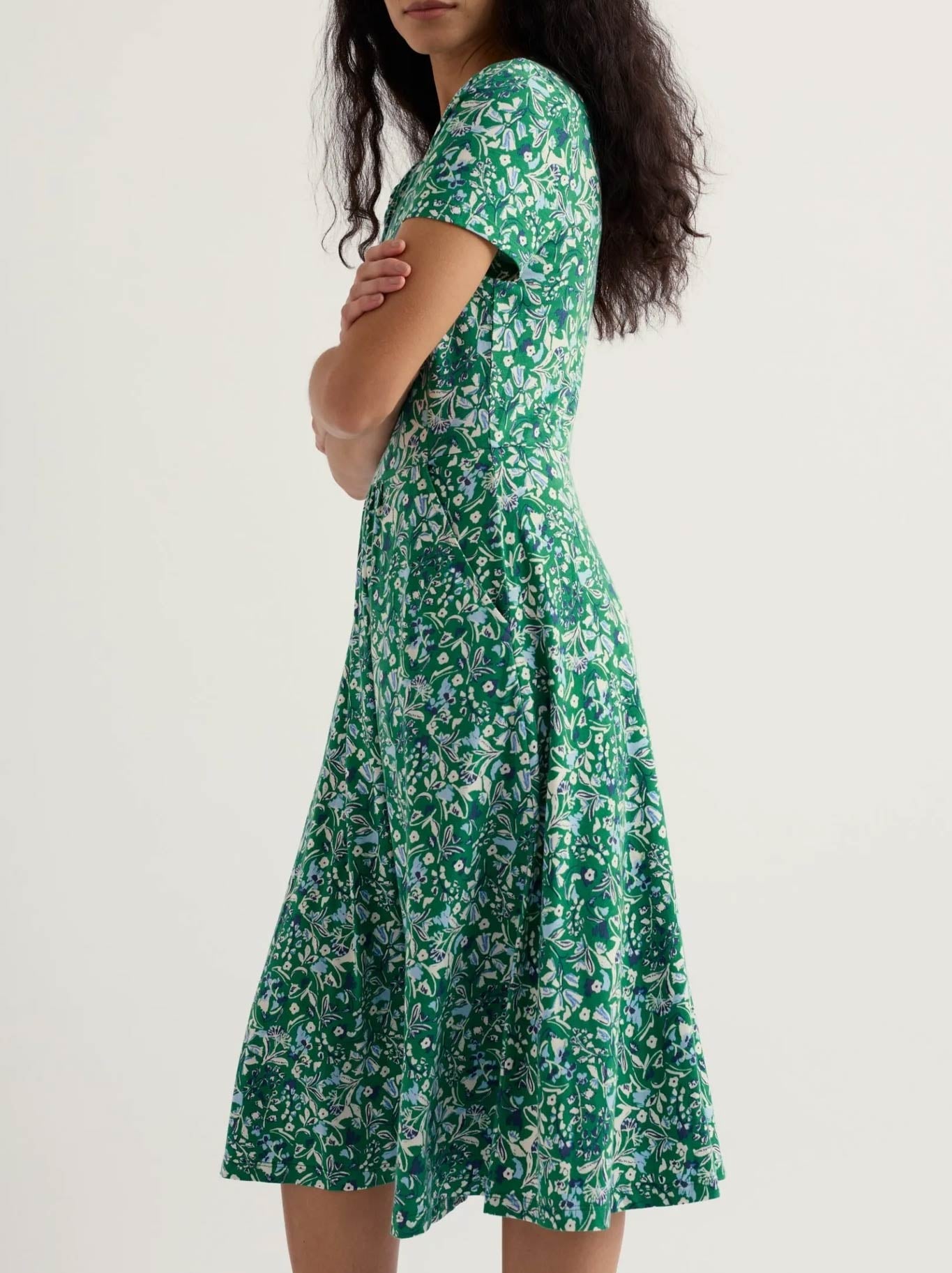 Seasalt Short Sleeve April Dress (Woodland Floral)