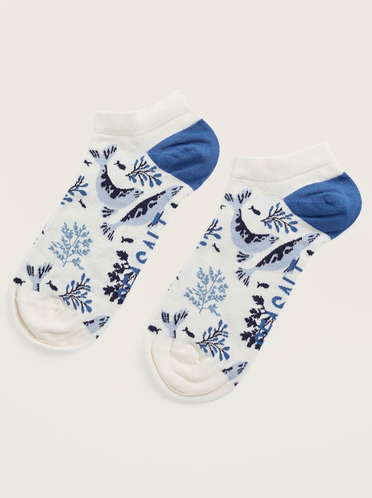 Image of Socks. Product name - Seasalt Bamboo Arty Trainer Socks in Harbour Seals Chalk colour by brand - Seasalt