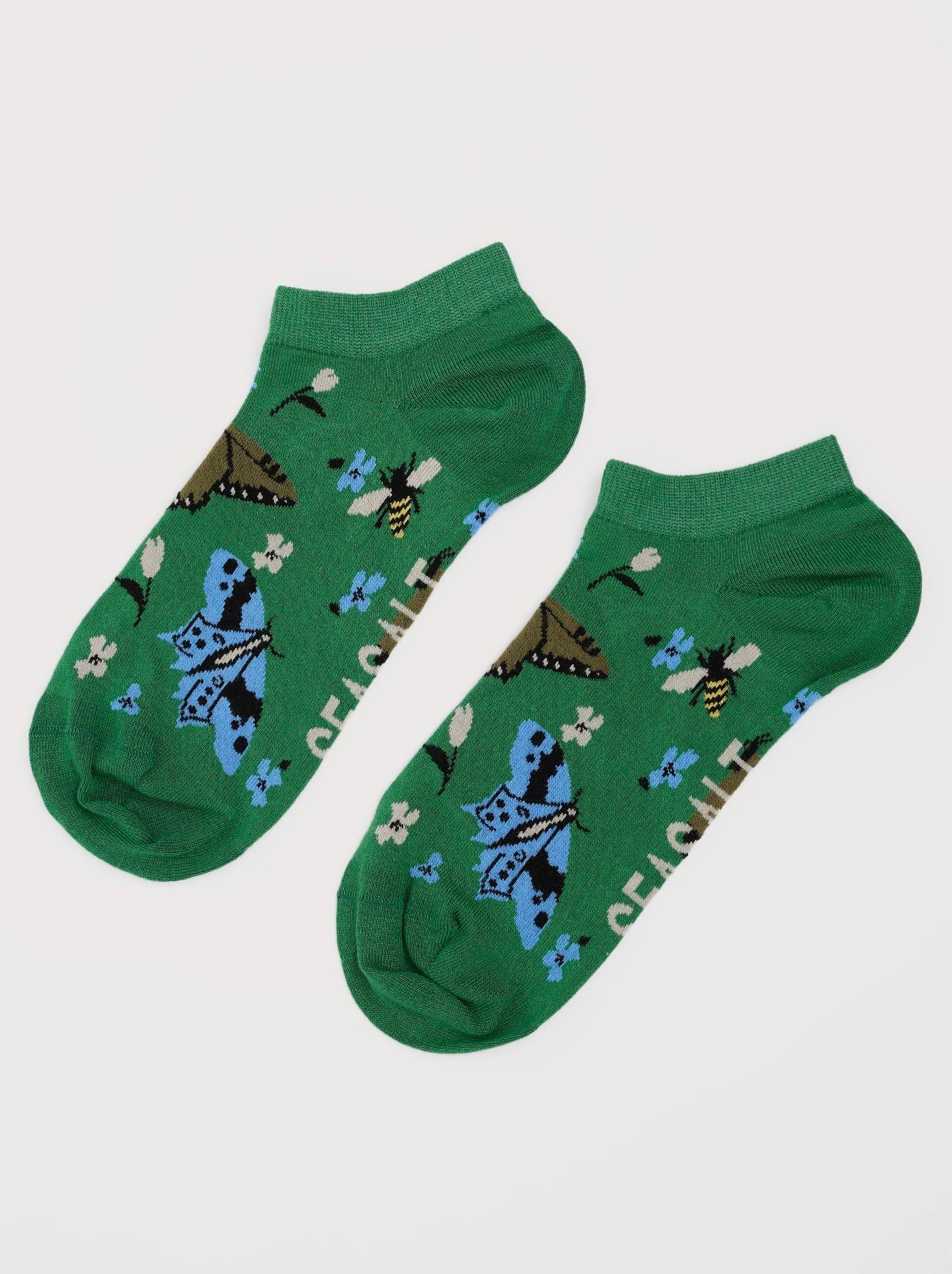 Image of Socks. Product name - Seasalt Bamboo Arty Trainer Socks in Bright Green colour by brand - Seasalt