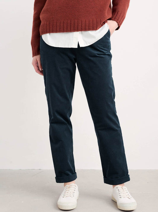 Image of a model wearing Pants. Product name - Seasalt Crackington Trousers in Maritime colour by brand - Seasalt
