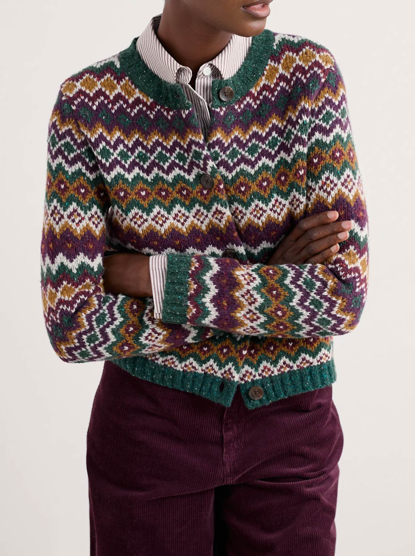 Image of a model wearing Outerwear. Product name - Seasalt Dawson Pick Cardigan in Multi colour by brand - Seasalt