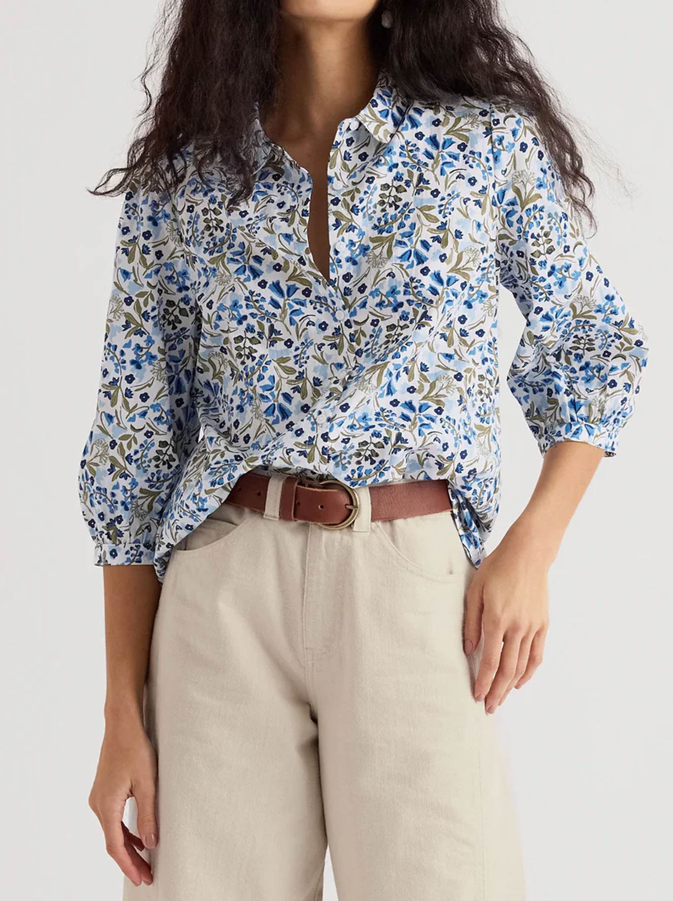 Image of Blouses. Product name - Seasalt Hope Cottage Blouse in Woodland Floral Chalk colour by brand - Seasalt