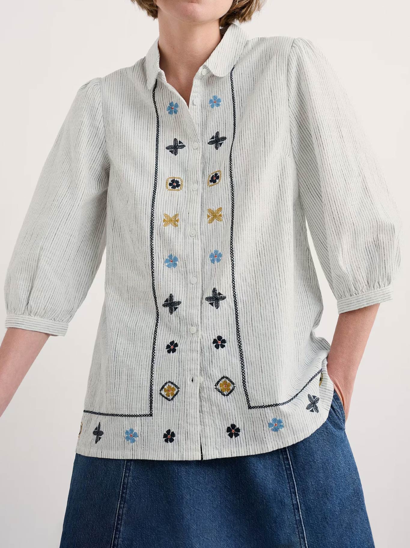 Image of Blouses. Product name - Seasalt Hope Cottage Blouse in Chalk colour by brand - Seasalt