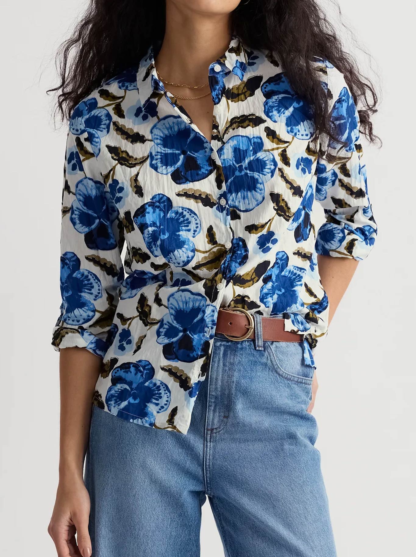 Image of Shirts. Product name - Seasalt Larissa Shirt in Spring Pansy Chalk colour by brand - Seasalt