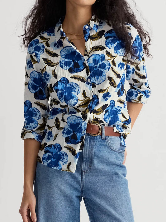 Image of Shirts. Product name - Seasalt Larissa Shirt in Spring Pansy Chalk colour by brand - Seasalt