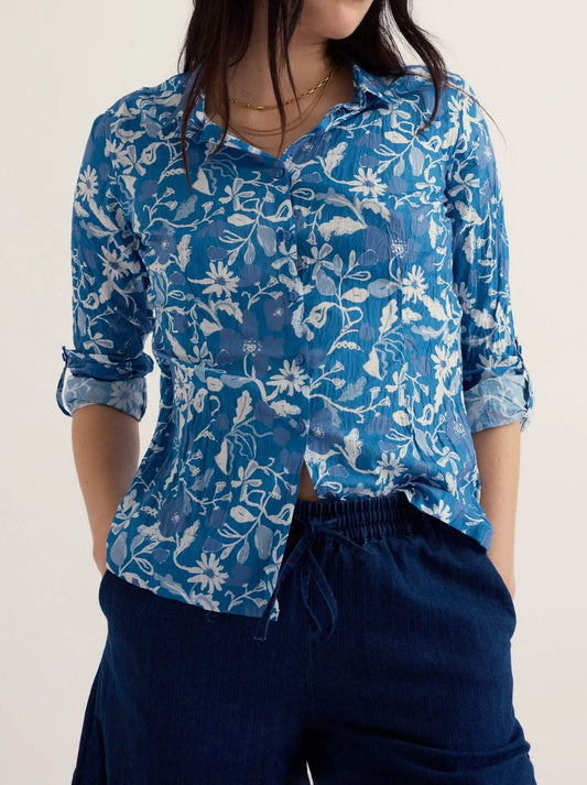 Image of Shirts. Product name - Seasalt Larissa Shirt in Winding Meadow Sailboats colour by brand - Seasalt