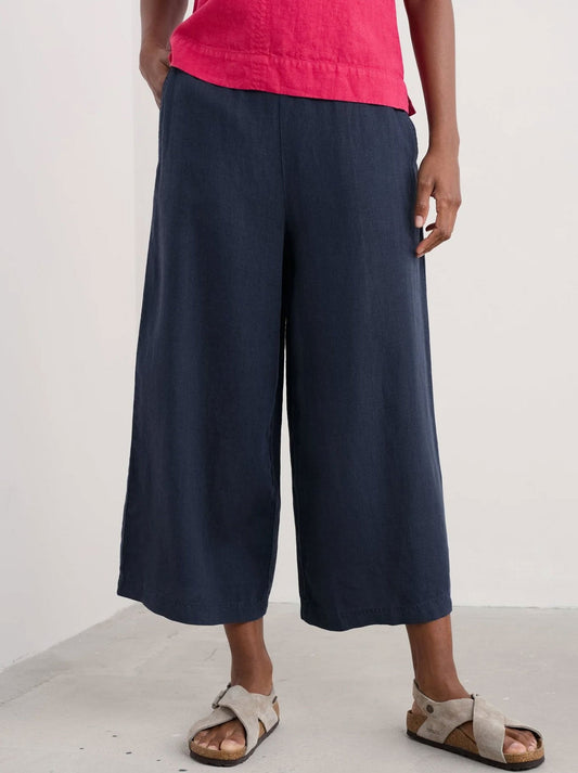 Image of a model wearing Pants. Productname: SEASALT MERRIVALE CULOTTES in Maritime colour by brand - Seasalt