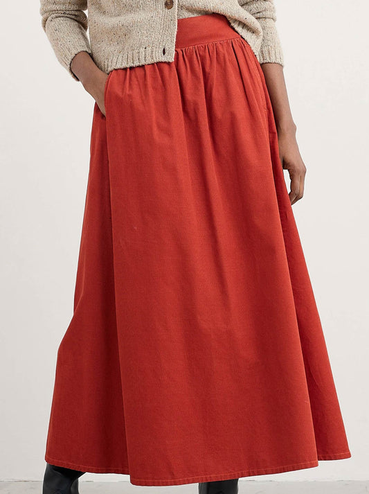 Image of a model wearing Skirts. Product name - Seasalt Mevagissey Skirt in Cinnamon colour by brand - Seasalt
