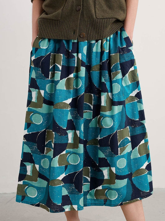 Image of a model wearing Skirts. Product name - Seasalt Mevagissey Skirt in Emulsion colour by brand - Seasalt