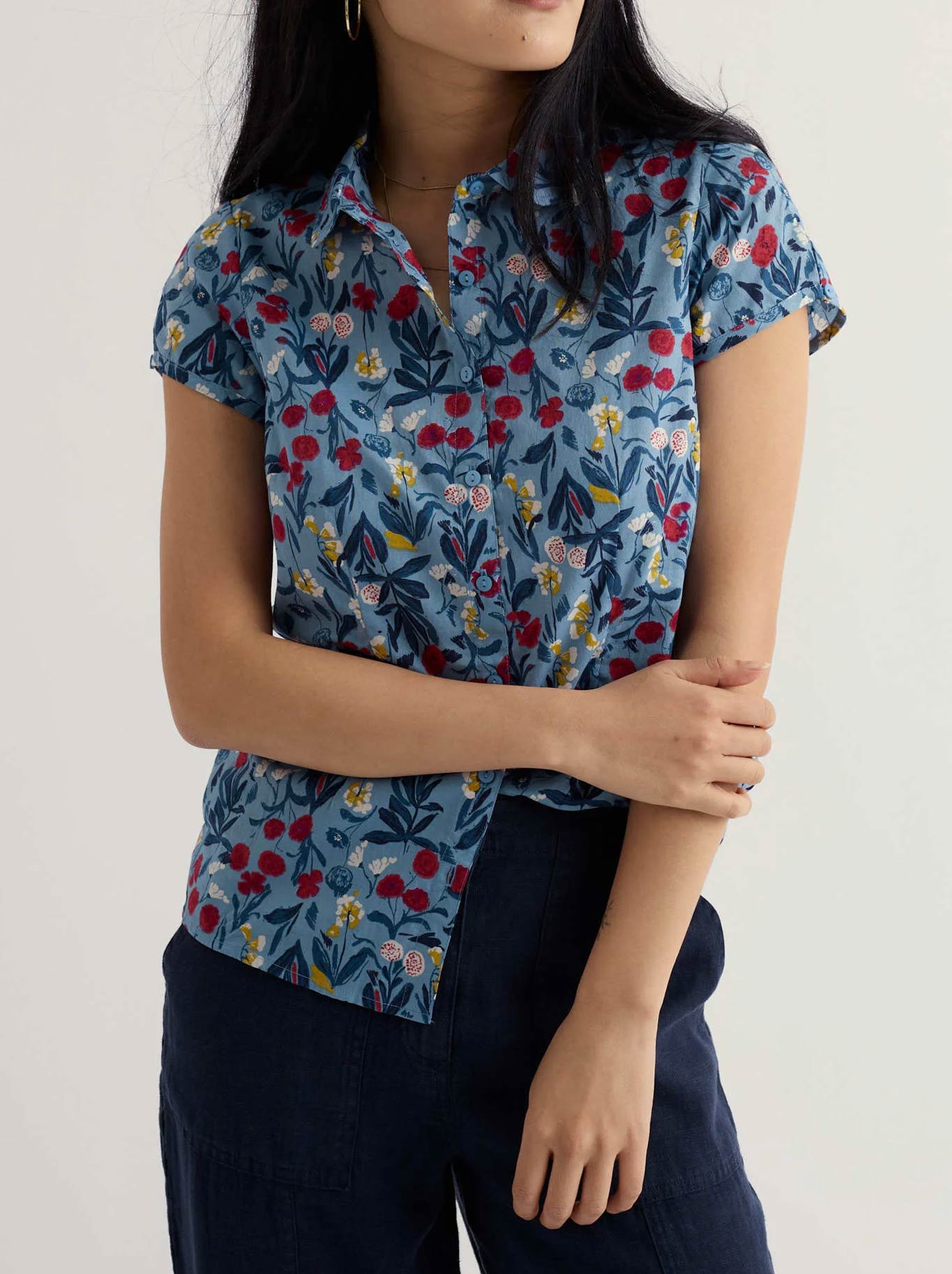 Image of Shirts. Product name - Seasalt Rushmaker Shirt in Spring Stems Seascape colour by brand - Seasalt