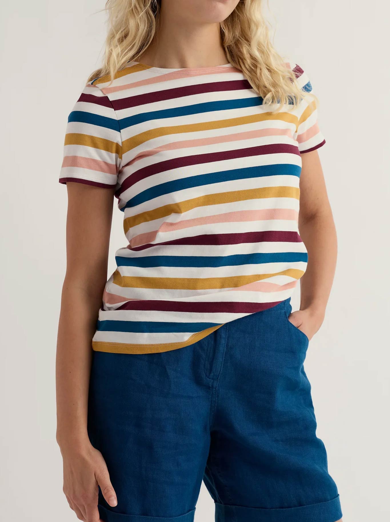 Image of Shirts. Product name - Seasalt Sailor T Shirt in Scallion Rosehip colour by brand - Seasalt