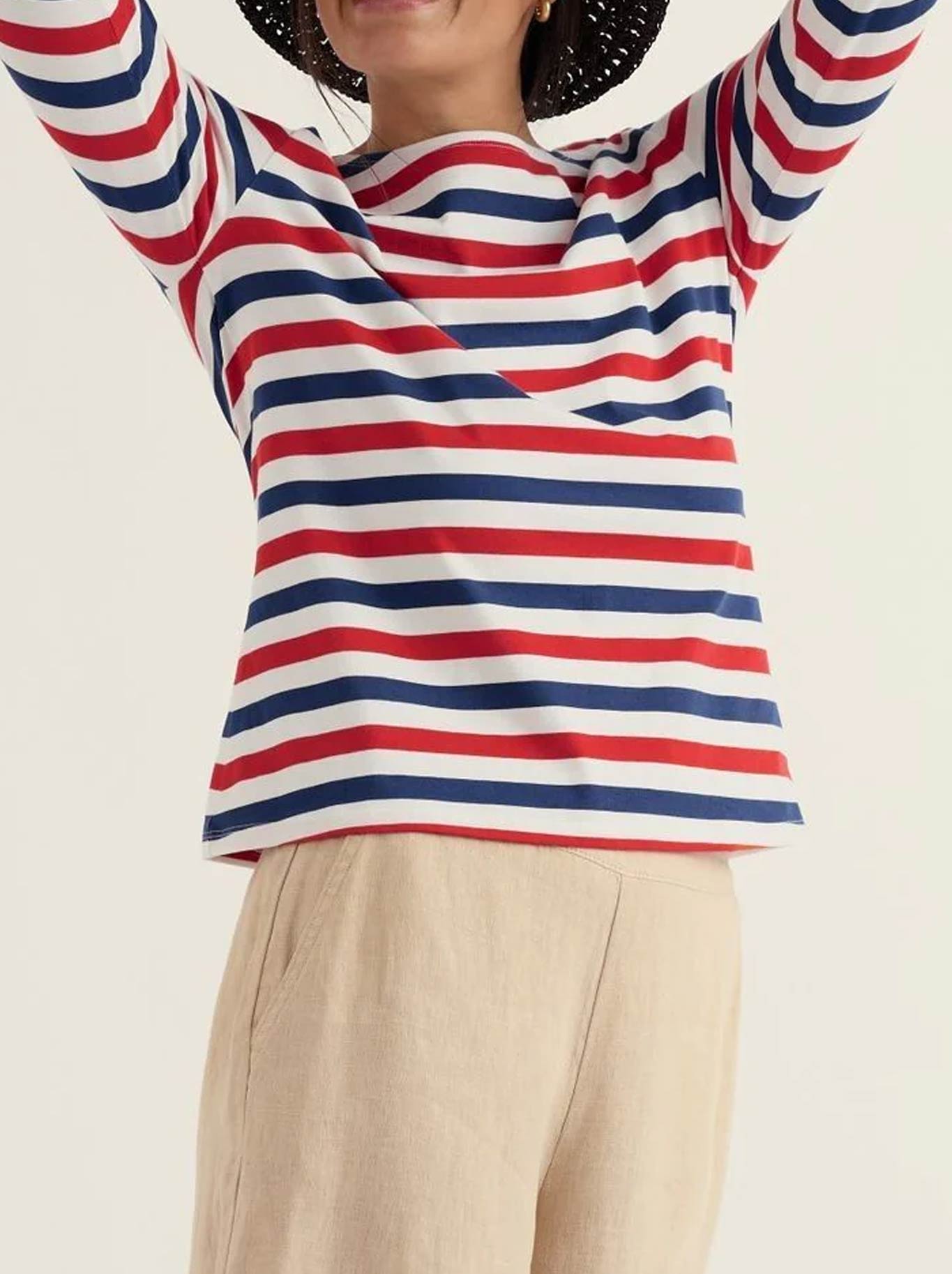 Image of a model wearing Tops. Product name - Seasalt Sailor Top in Scallion Brick colour by brand - Seasalt