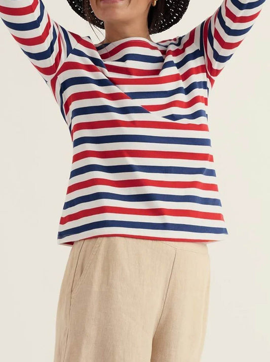Image of a model wearing Tops. Product name - Seasalt Sailor Top in Scallion Brick colour by brand - Seasalt