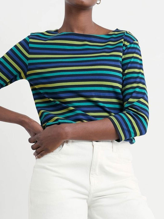 Image of a model wearing Tops. Product name - Seasalt Sailor Top in Emulsion colour by brand - Seasalt