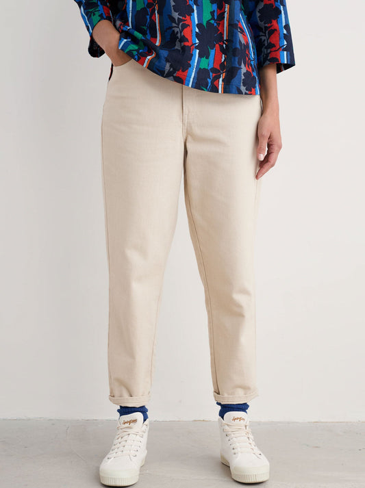 Image of a model wearing Pants. Productname: SEASALT TOWAN JEAN in Limestone colour by brand - Seasalt