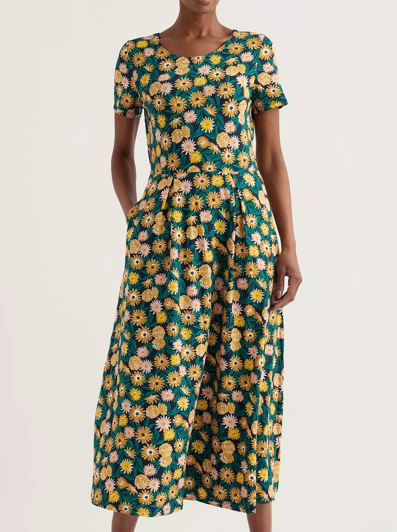 Image of Dresses. Product name - Seasalt Short Sleeve Veronica Dress in Marigold Meadow colour by brand - Seasalt