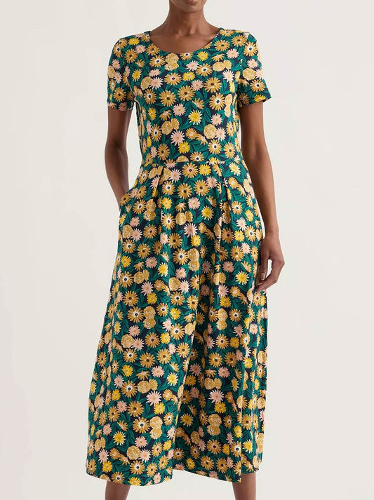 Image of Dresses. Product name - Seasalt Short Sleeve Veronica Dress in Marigold Meadow colour by brand - Seasalt