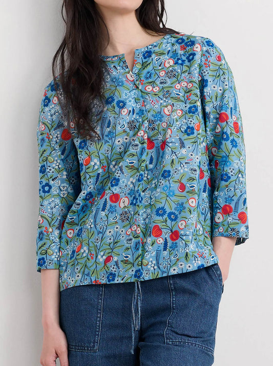 Image of a model wearing Tops. Product name - Seasalt Watercolour Sketch Top in Sea Holly colour by brand - Seasalt
