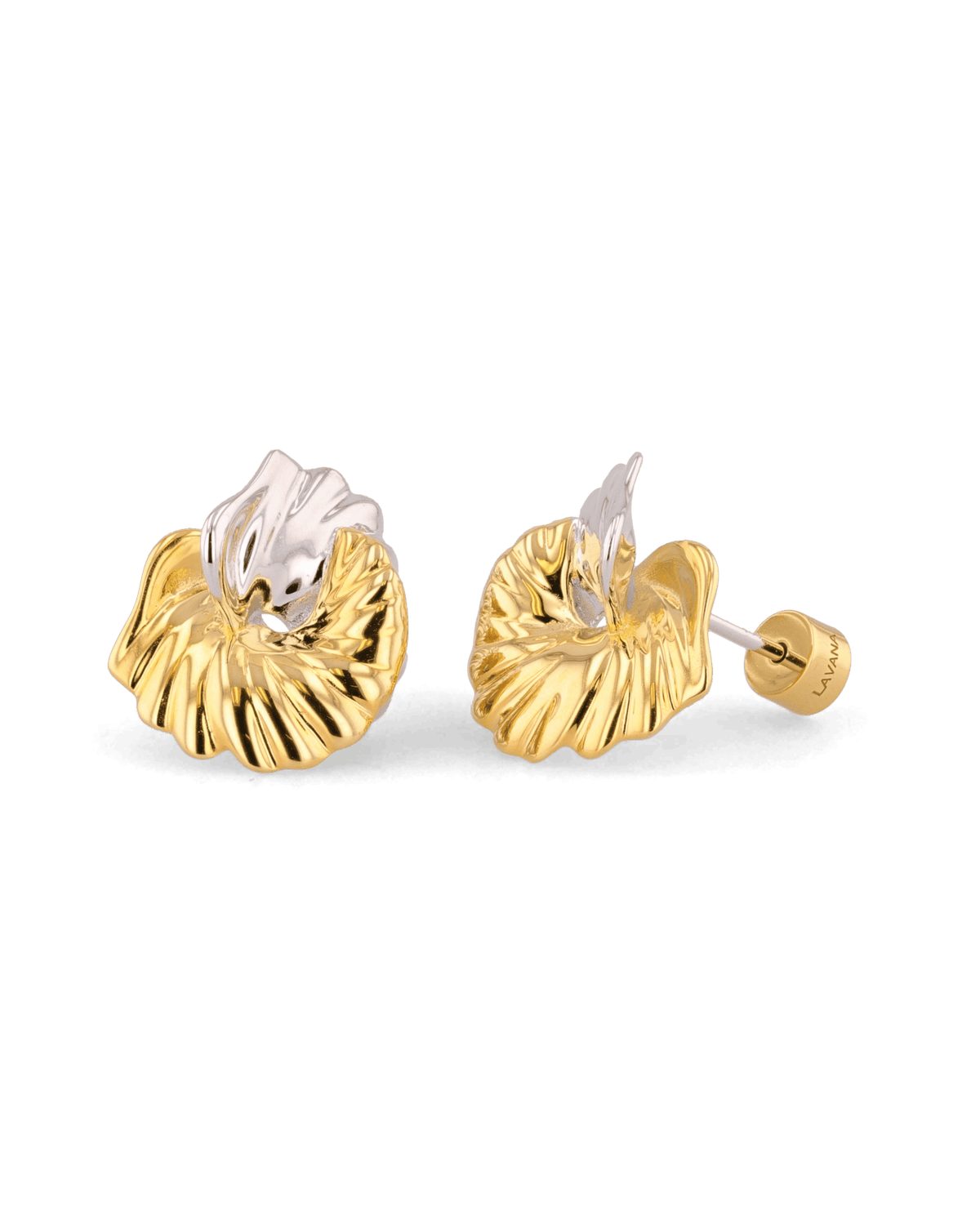 Image of Earrings. Product name - Seashell Two-tone Earrings in colour by brand - LAVANA